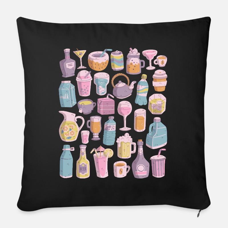 Bevande - Cuscino da divano 45 x 45 cm con riempimento - nero