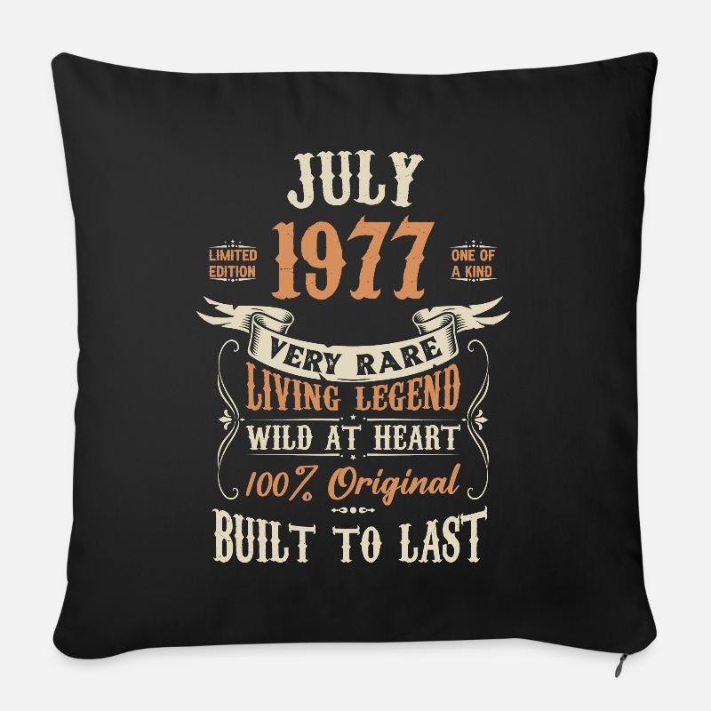 Juillet 1977 Cadeau d’anniversaire - Coussin et housse de 45 x 45 cm - noir