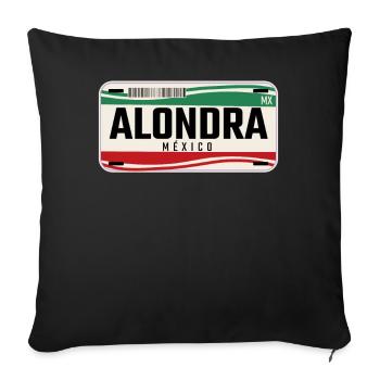 Alondra Personalized Mexican Vehicle plates w name - Sofa pillow with filling 45cm x 45cm - black - Front