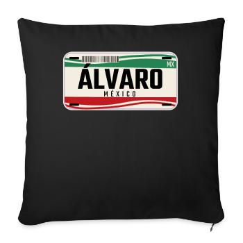 Alvaro Personalized Mexican Vehicle plates w name - Sofa pillow with filling 45cm x 45cm - black - Front