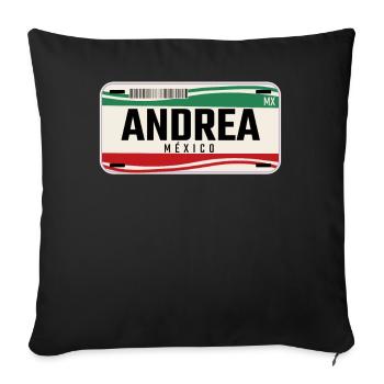 Andrea Personalisierte mexikanische Fahrzeugkennzeichen mit Namen - Sofakissen mit Füllung 45 x 45 cm - Schwarz - Vorne