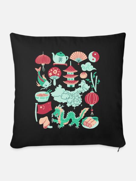China - Sofakissen mit Füllung 45 x 45 cm - Schwarz