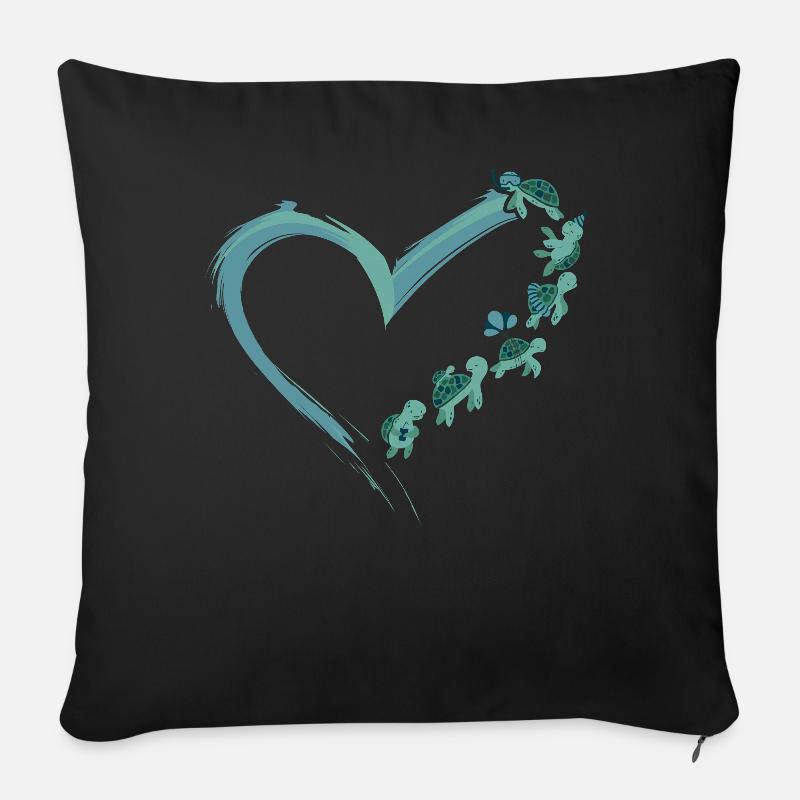 Sea Turtle Tortoise Heart - Sofakissen mit Füllung 45 x 45 cm - Schwarz