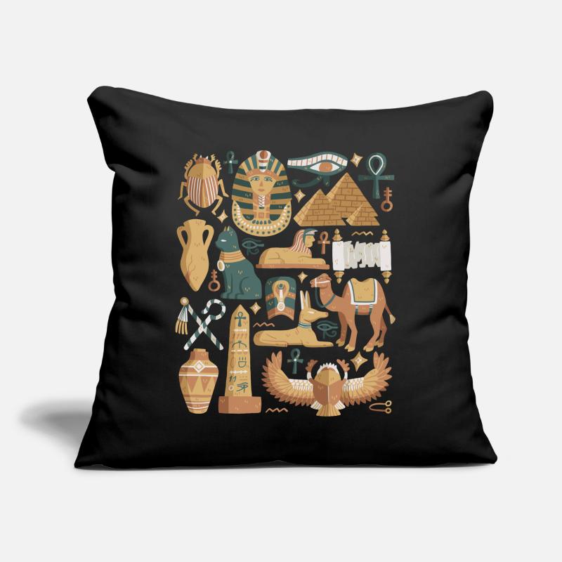 Egypte Doodles Pyramide Pharaon Sphinx Le Caire Coussin et housse de 45 x 45 cm