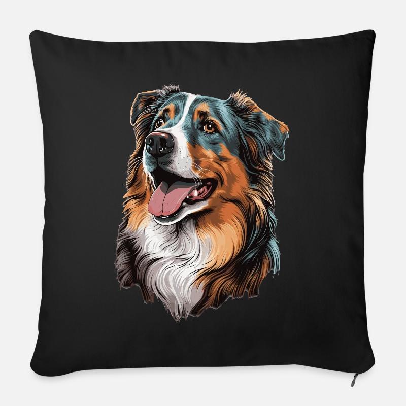 Cute Aussie Australian Shepherd Dog Breed Pet Love - Sofakissen mit Füllung 45 x 45 cm - Schwarz