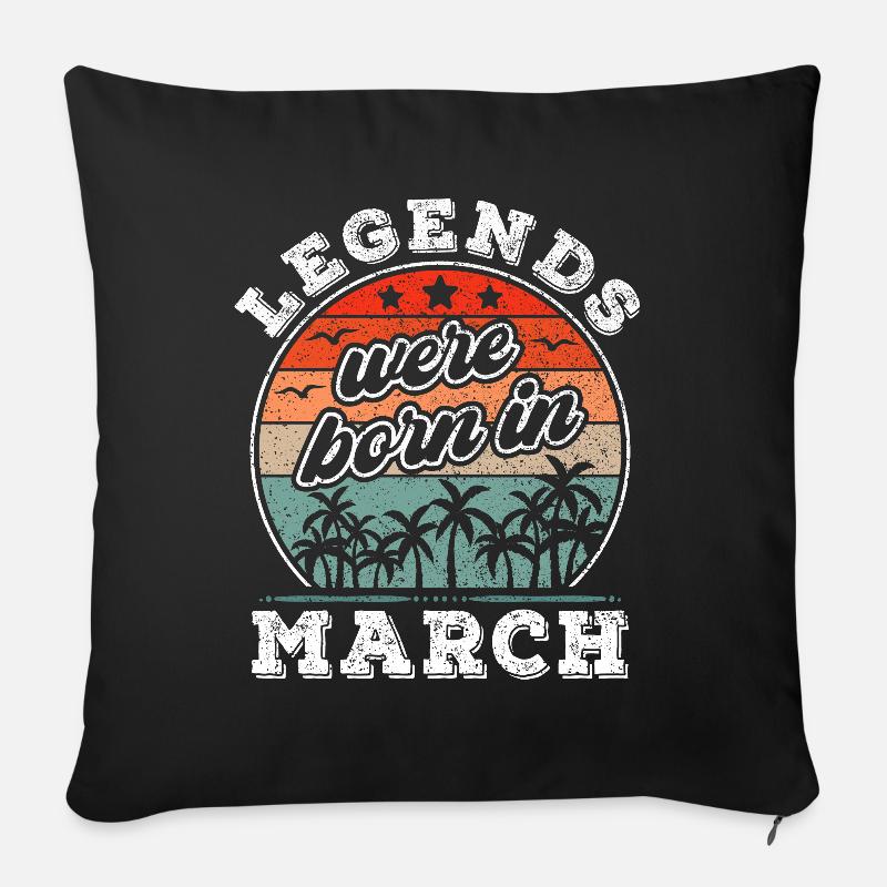 Mars Anniversaire né en Mars Cadeau de légende - Coussin et housse de 45 x 45 cm - noir