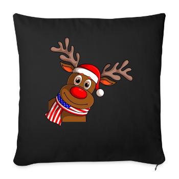 Mignon Renne USA Foulard Joyeux Noël - Coussin et housse de 45 x 45 cm - noir - Devant