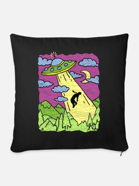 Alien Abduction Ufo - Sofakissen mit Füllung 45 x 45 cm - Schwarz