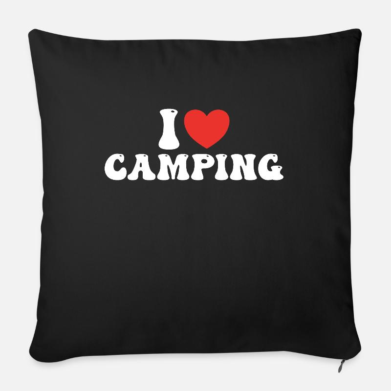 Ich liebe Camping - Sofakissen mit Füllung 45 x 45 cm - Schwarz