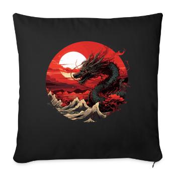 Impression Dragon Japonais - Coussin et housse de 45 x 45 cm - noir - Devant