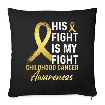 Lutte contre le cancer infantile - Coussin et housse de 45 x 45 cm - noir - Devant