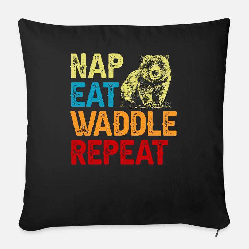 Sieste nourriture waddle wombat propriétaire - Coussin et housse de 45 x 45 cm - noir