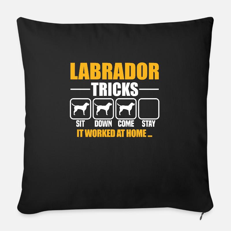 Labrador Tricks - Sofa pillow with filling 45cm x 45cm - black