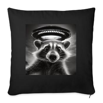 Funny Frightened Raccoon Selfie UFO Alien - Sofa pillow with filling 45cm x 45cm - black - Front