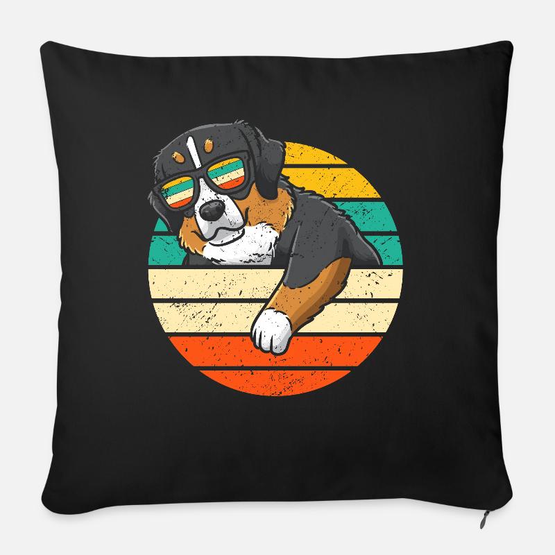 Bouvier Bernois Bouvier Bernois Chien Rétro - Coussin et housse de 45 x 45 cm - noir