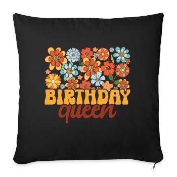 Anniversaire Queen Groovy Flower Party Famille - Coussin et housse de 45 x 45 cm - noir - Devant