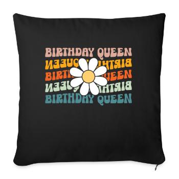 Anniversaire Queen Groovy Flower Party Famille - Coussin et housse de 45 x 45 cm - noir - Devant