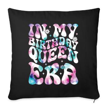 Anniversaire Queen Groovy Flower Party Famille - Coussin et housse de 45 x 45 cm - noir - Devant