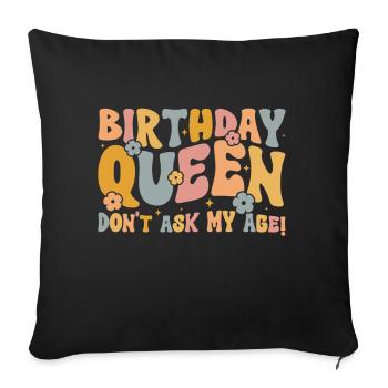 Anniversaire Queen Groovy Flower Party Famille - Coussin et housse de 45 x 45 cm - noir - Devant