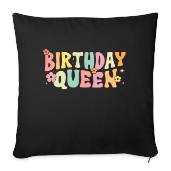 Anniversaire Queen Groovy Flower Party Famille - Coussin et housse de 45 x 45 cm - noir - Devant