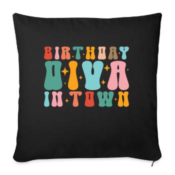 Anniversaire Queen Groovy Flower Party Famille - Coussin et housse de 45 x 45 cm - noir - Devant