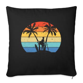 Vintage Surfer Retro Surfing Beach Surf - Sofa pillow with filling 45cm x 45cm - black - Front
