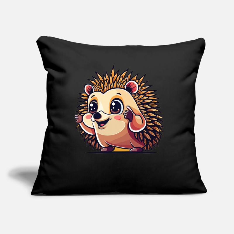 Mignon hérisson de dessin animé dans une pose joyeuse Coussin et housse de 45 x 45 cm