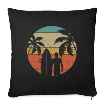 Vintage Surfer Retro Surfing Beach Surf - Sofa pillow with filling 45cm x 45cm - black - Front