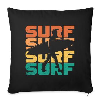 Vintage Surfer Retro Surfing Beach Surf - Sofa pillow with filling 45cm x 45cm - black - Front