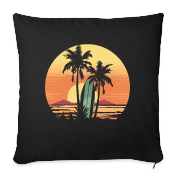 Vintage Surfer Retro Surfing Beach Surf - Sofa pillow with filling 45cm x 45cm - black - Front