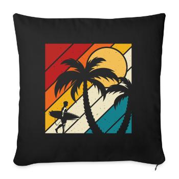 Vintage Surfer Retro Surfing Beach Surf - Sofa pillow with filling 45cm x 45cm - black - Front
