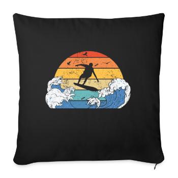 Vintage Surfer Retro Surfing Beach Surf - Sofa pillow with filling 45cm x 45cm - black - Front