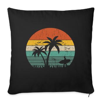 Vintage Surfer Retro Surfing Beach Surf - Sofa pillow with filling 45cm x 45cm - black - Front
