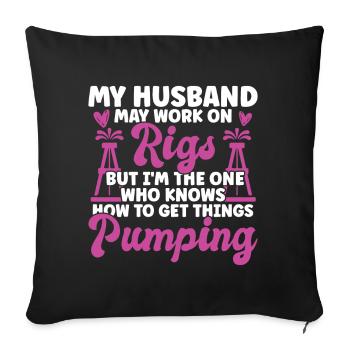 Travailleur pétrolier Rig Roughneck Oilfield Woman - Coussin et housse de 45 x 45 cm - noir - Devant