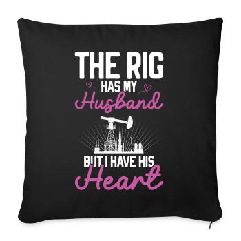 Travailleur pétrolier Rig Roughneck Oilfield Woman - Coussin et housse de 45 x 45 cm - noir - Devant