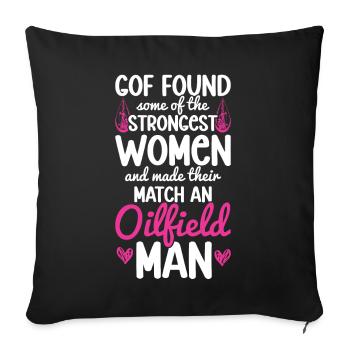 Travailleur pétrolier Rig Roughneck Oilfield Woman - Coussin et housse de 45 x 45 cm - noir - Devant