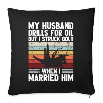 Travailleur pétrolier Rig Roughneck Oilfield Woman - Coussin et housse de 45 x 45 cm - noir - Devant