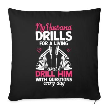 Travailleur pétrolier Rig Roughneck Oilfield Woman - Coussin et housse de 45 x 45 cm - noir - Devant