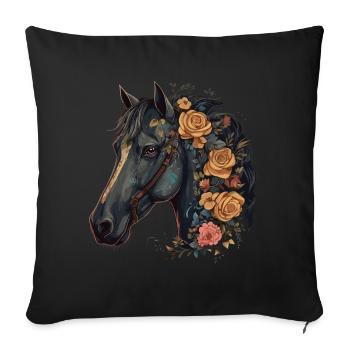 Cavalier Cheval Portrait Western Cowboy - Coussin et housse de 45 x 45 cm - noir - Devant