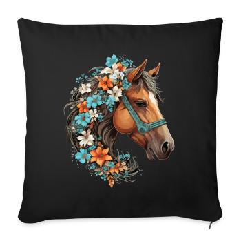 Cavalier Cheval Portrait Western Cowboy - Coussin et housse de 45 x 45 cm - noir - Devant