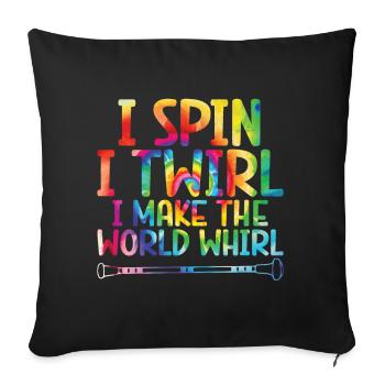 Bâton Twirling Fille Twirler Majorette - Coussin et housse de 45 x 45 cm - noir - Devant