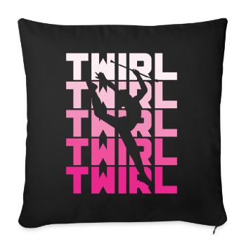 Bâton Twirling Girl Twirler Majorette - Coussin et housse de 45 x 45 cm - noir - Devant