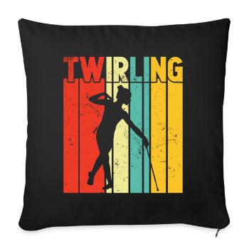 Bâton Twirling Girl Twirler Majorette - Coussin et housse de 45 x 45 cm - noir - Devant