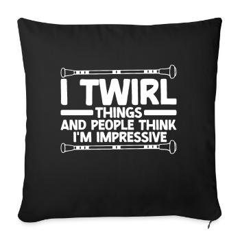 Bâton Twirling Fille Twirler Majorette - Coussin et housse de 45 x 45 cm - noir - Devant