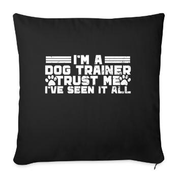 Dresseur de chiens Chiot drôle de dressage d’animaux de compagnie - Coussin et housse de 45 x 45 cm - noir - Devant