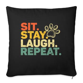 Dresseur de chiens Chiot drôle de dressage d’animaux de compagnie - Coussin et housse de 45 x 45 cm - noir - Devant