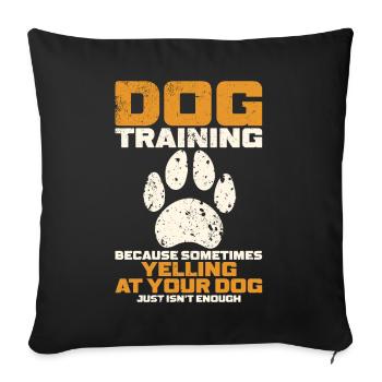 Dresseur de chiens Chiot drôle de dressage d’animaux de compagnie - Coussin et housse de 45 x 45 cm - noir - Devant