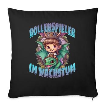 Rollenspieler im Wachstum - Sofakissen mit Füllung 45 x 45 cm - Schwarz - Vorne