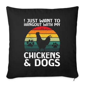 Chicken Dogs Farmer Farmer Dog Agriculture - Sofa pillow with filling 45cm x 45cm - black - Front