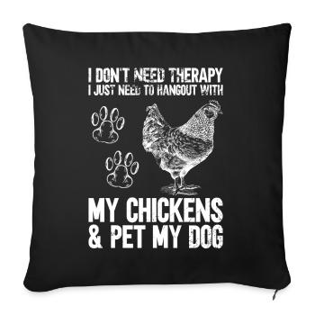 Chicken Dogs Farmer Farmer Dog Agriculture - Sofa pillow with filling 45cm x 45cm - black - Front